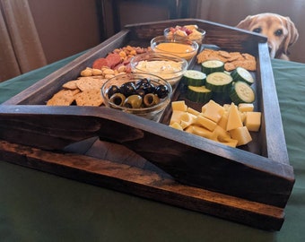 Unique Handmade Wooden Handle Craft Beer Flight Cheese Board w/Glasses. Enjoy tastings/charcuterie all-in-one. Home entertaining gift idea!