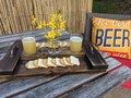 Spring Patio entertaining! Housewarming gift! Craft Beer Flight Board & Cheese Tray combo, includes Drink Glasses. USA Handmade! Ships Fast!
