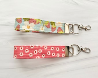Strawberry Lightweight Fabric Keychain Wristlet, Keychain