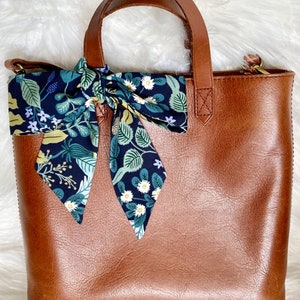 Rifle Paper Co. Skinny Scarf: Floral Purse Bow, Hair Tie, Verte - Navy