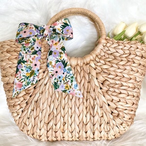Rifle Paper Co Skinny Scarf, Purse Scarf, Purse Bow, Headband, Hair Tie, Wreath Bow, Purse Accessories | Petite Garden Party - Ivory