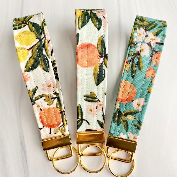 Rifle Paper Co. Key Fob Wristlet | Lightweight Fabric Key Chain | Free Shipping - Citrus Floral - 3 colors