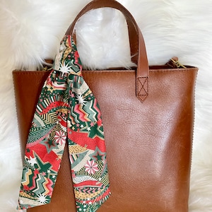 Liberty London Skinny Scarf, Purse Scarf, Purse Bow, Purse Accessories, Skinny Neck Scarf, Hairband, Hair Tie, Wreath Bow - Holiday Green