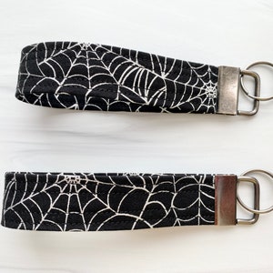 Halloween Key Fob Wristlet | Fabric Key Chain | Free Shipping - Spider Webs