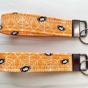 Halloween Key Fob Wristlet | Glow In the Dark | Fabric Key Chain | Free Shipping - Spider Webs