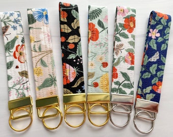 Rifle Paper Co. Key Fob Wristlet | Lightweight Fabric Key Chain | Free Shipping | Strawberry Fields Collection - 5 colors available