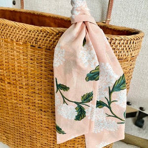 Rifle Paper Co Skinny Scarf, Purse Scarf, Purse Bow, Wreath Bow, Wreath Sash, Purse Accessories, Hat Band, Hair Tie - Hydrangeas