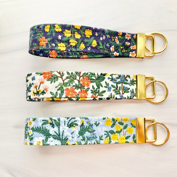 Rifle Paper Co. Key Fob Wristlet | Lightweight Fabric Key Chain | Free Shipping | Camont Collection - Wildwood - 3 colors