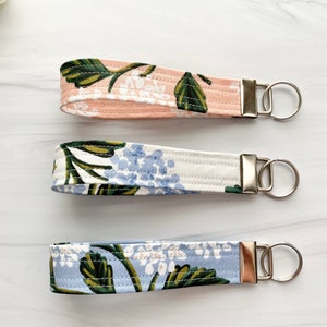 Rifle Paper Co. Key Fob Wristlet | Lightweight Fabric Key Chain | Free Shipping | Gift For Her | Hydrangea - 3 colors