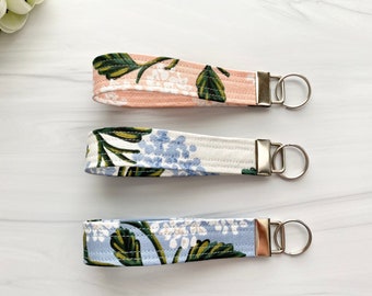 Rifle Paper Co. Hydrangea Keychain Wristlet: Lightweight Fabric Key Chain
