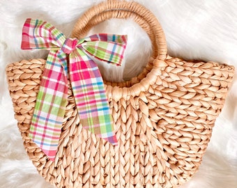 Pink Plaid Skinny Scarf, Multi-Use Accessory