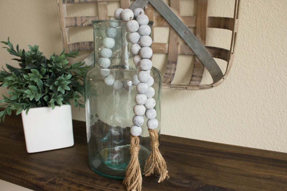 Wood Bead Garland Farmhouse Beads Farmhouse Garland Etsy