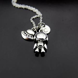 Astronaut Gift Silver Astronaut Spaceship Charm Necklace Astronaut Charm Spaceship Charm Astronaut Jewelry Personalized Necklace