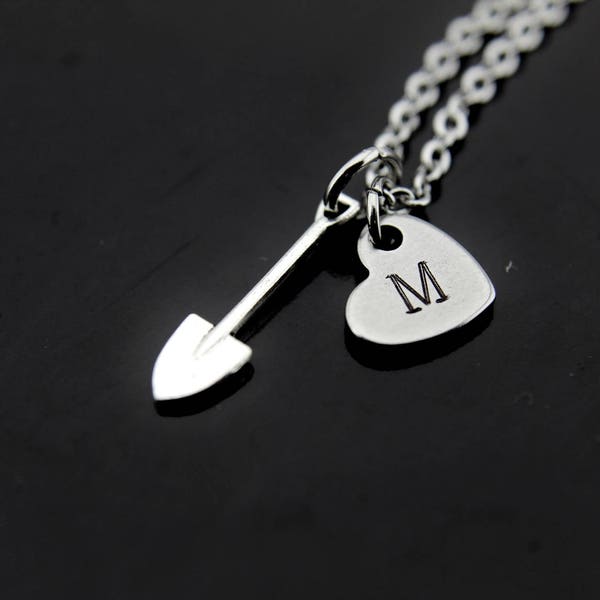 Gardening Gift Shovel Necklace Garden Jewelry Gardener Jewelry Gardening Jewelry Christmas Gift Personalized Initial Necklace