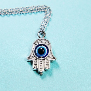 Hamsa Necklace, Evil Eye Necklace, Kabbalah Necklace, Hamsa Charm, Lucky Necklace, Personalized Gift, Best Friend Gift, Coworker Gift