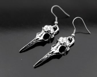 Witch Bird Skull Earrings