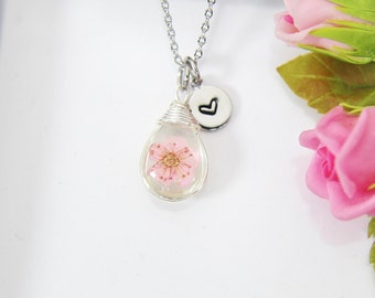 Cherry Blossom Flower Necklace \u2022 Pretty Japan Sakura Flower Sterling Silver 24K Rose Gold Necklace \u2022 Wedding,Flower Girl,Bridesmaid Jewelry