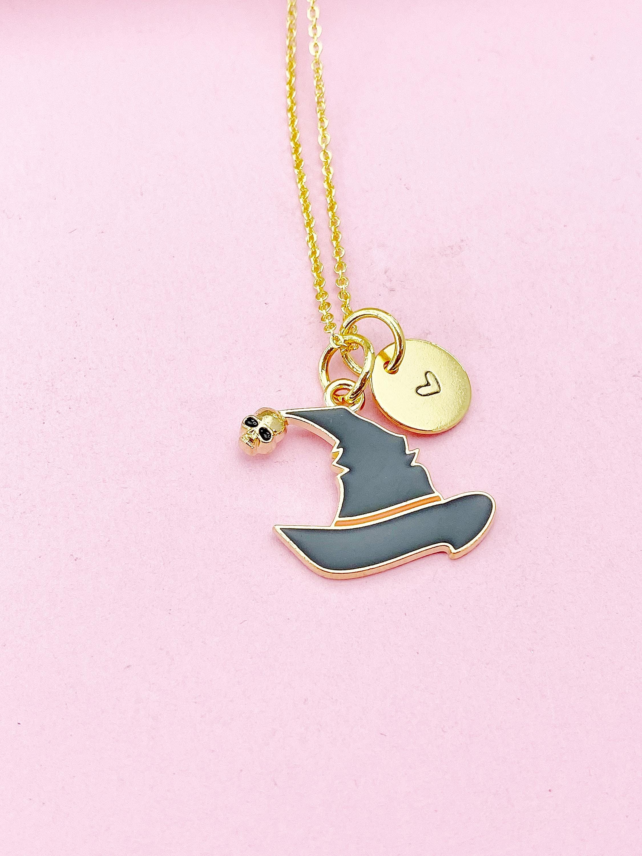Gold Black Witch Hat Charm Necklace, Halloween Gifts, N2315 - Etsy