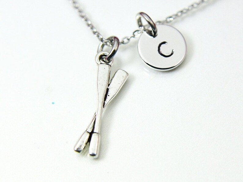 Silver Crew Oars Charm Necklace Oar Rowing Boat Necklace Oar Etsy