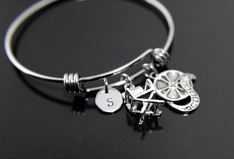 Director Bracelet Movie Reel Charm Bracelet Film Reel Charm Director Chair Charm Movie Theater Jewelry Personalized Bangle Initial Bracelet