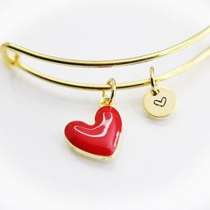 Best Valentine&#39;s Day Gift, Sweet Bracelet Gift, Red Heart Bracelet, Personalized Birthday Gift, N4308