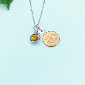 Gold or Silver Tiger Eye Necklace, Natural Gemstone Jewelry, N4691A image 19