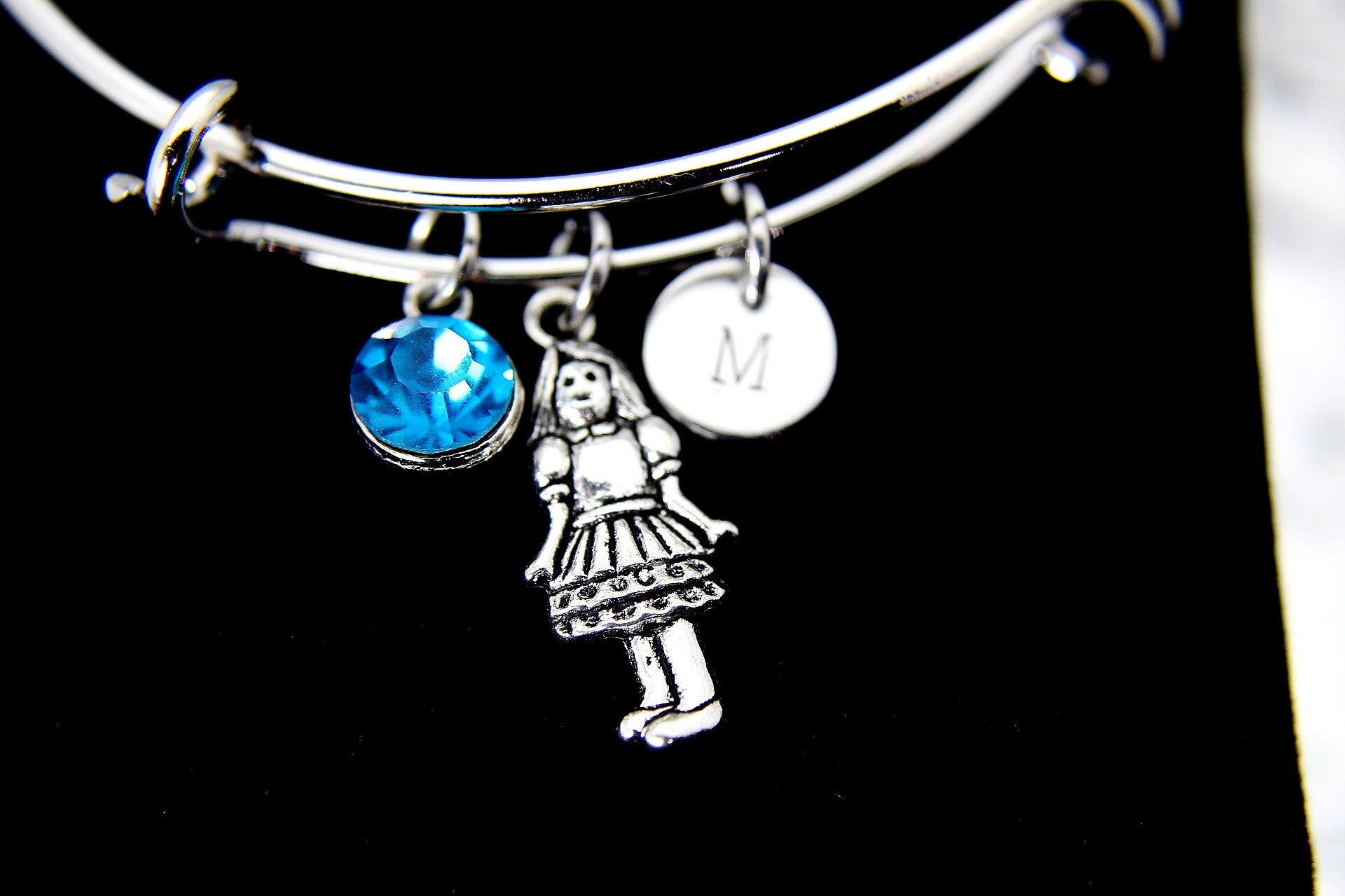 Girl Bracelet Silver Girl Charm Bracelet Girl Charm Bangle Etsy