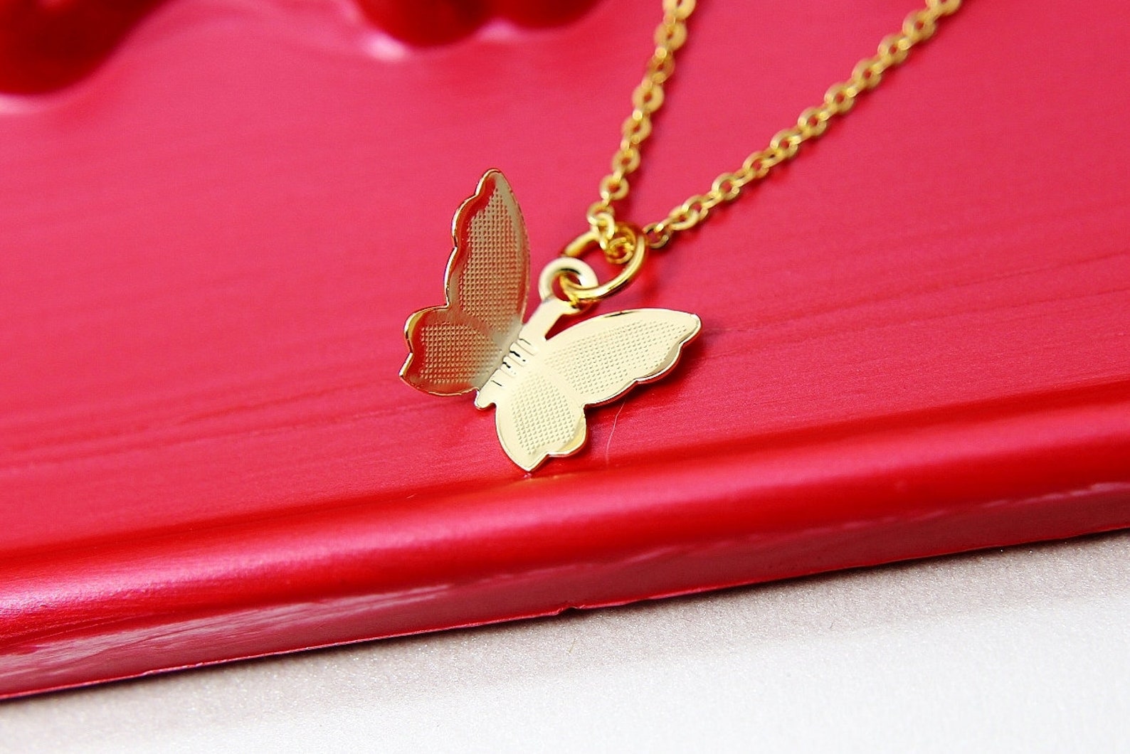 Butterfly Necklace Gold Butterfly Necklace Dainty Necklace Etsy
