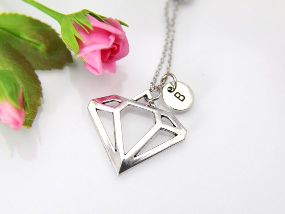 Diamond Necklace Silver Shaped Charm Geometric - Best Diamond Shaped Pendant Necklace Diamond Necklace Silver Shaped Charm Geometric - Best Diamond Shaped Pendant Necklace