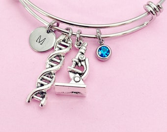 Microscope DNA Bracelet in Silver, N2260