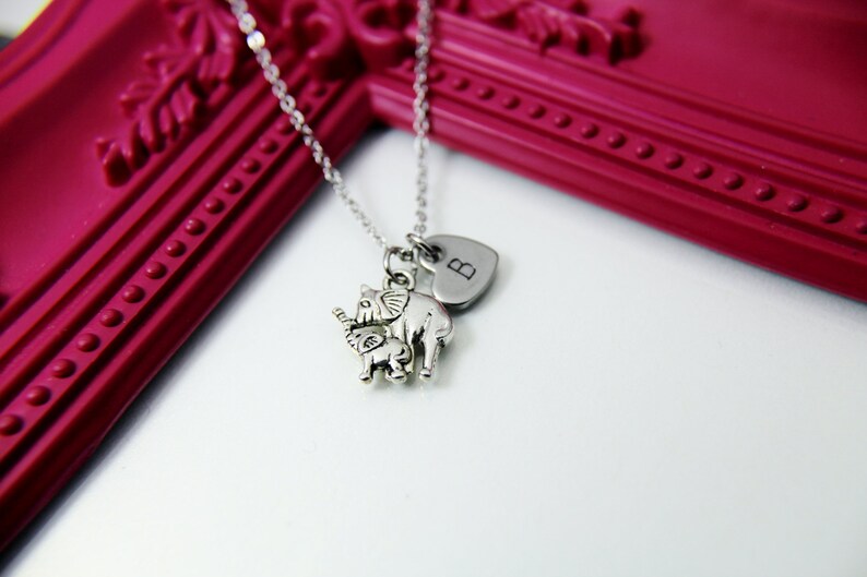 Mother Daughter Gifts, Mother and Baby Elephant Necklace, Personalized Gift, N1311G image 5
