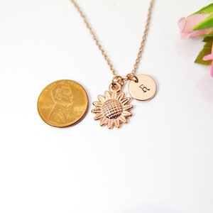 Rose Gold Sunflower Charm Necklace, FN1573 image 6