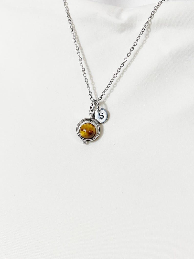 Gold or Silver Tiger Eye Necklace, Natural Gemstone Jewelry, N4691A image 4