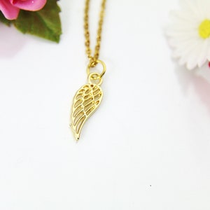 Gold Guardian Angel Wing Charm Necklace, Guardian Angel Wing Charm, Angel Wing Charm, Angel Jewelry, N1547-B