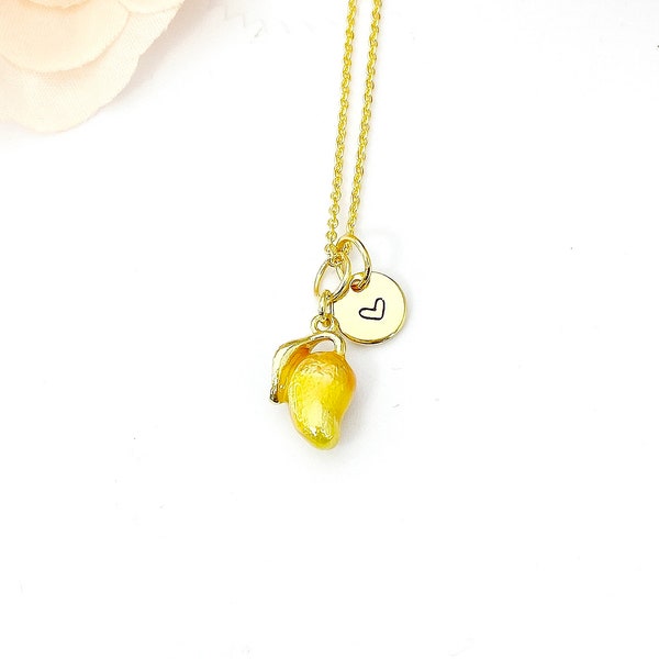 Mangoes Necklace, Gold Mangoes Tropical Fruit Necklace, Birthday Gift, N5164