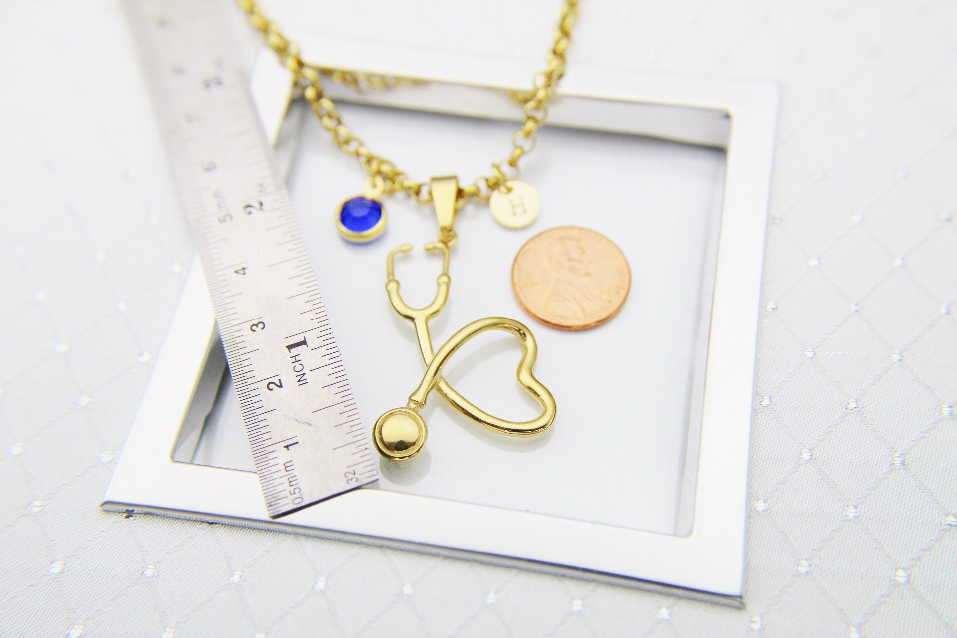 Best Doctor Nurse Gift Gold Stethoscope Heart Charm Necklace Etsy