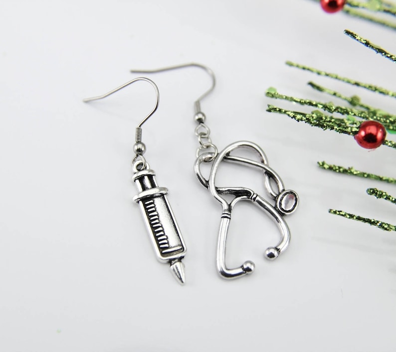 Stethoscope Earrings Syringe Earrings Doctor Nurse Medical Etsy