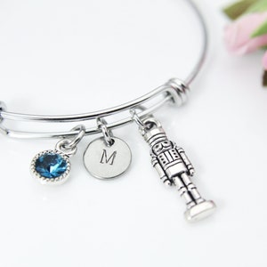 Silver Nutcracker Soldier Charm Bracelet, Personalized Gift, Christmas Gift, N676