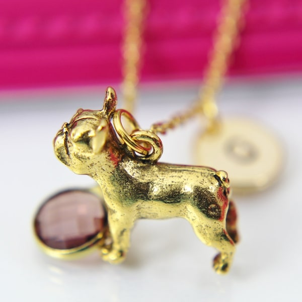 Gold French Bulldog Charm, French Bulldog Charm Necklace, Dog Charm, Animal Charm, Pet Gift, Personalized Gift, N407B