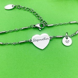 Stepmother Bracelet, Stainless Steel Heart, Stepmother Jewelry, Mother&#39;s Day Gift, Stepmother Gift, Stepmother Gifts, D265