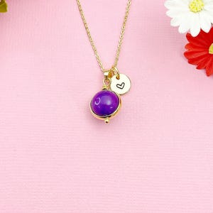 Natural Sugilite  Gold Necklace, Mother's Day Gift, N4701