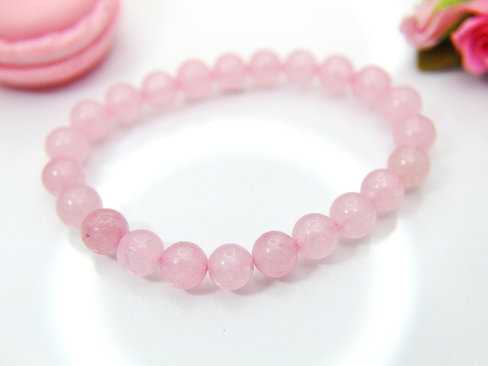 Rose Quartz Bracelet Natural Rose Quartz Gemstone Jewelry Etsy Australia