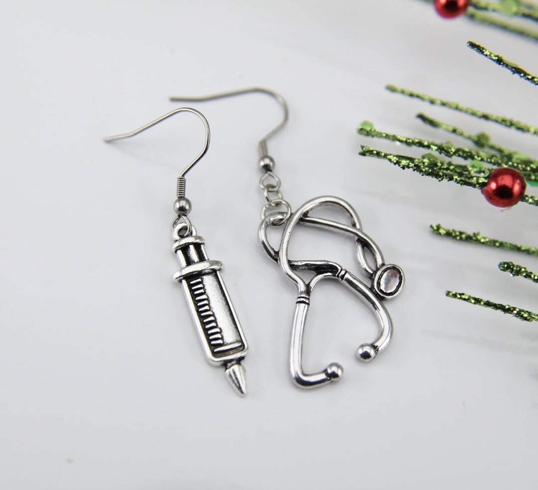 Stethoscope Earrings Syringe Earrings Doctor Nurse Medical Etsy