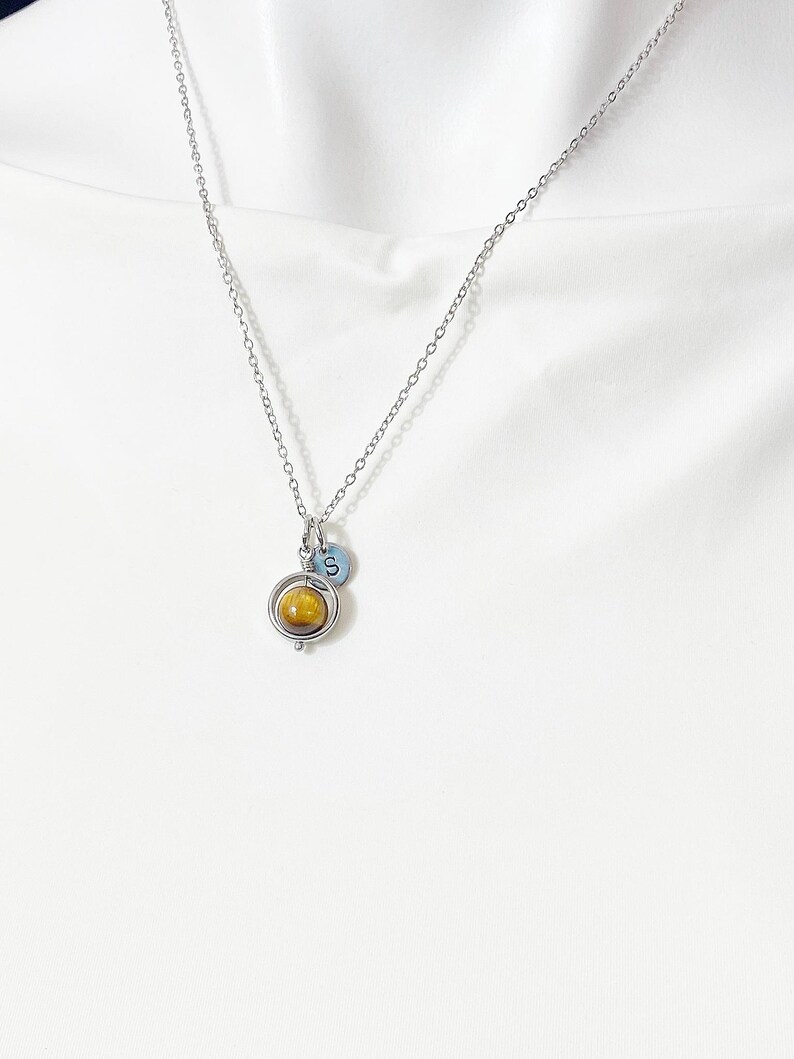 Gold or Silver Tiger Eye Necklace, Natural Gemstone Jewelry, N4691A image 6