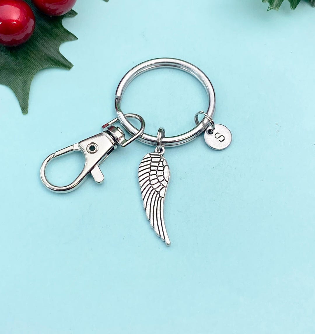 Wing Hong Key Chain Silver Guardian Angel Wing Charm Keychain, N1916T - Etsy