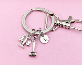 Lawyer Keychain, Justice Scale Charm, Gavel Charm, Libra Charm, Lawyer Gift, Attorney Gift, Law School Graduate Gift, Graduation Gift, N2155
