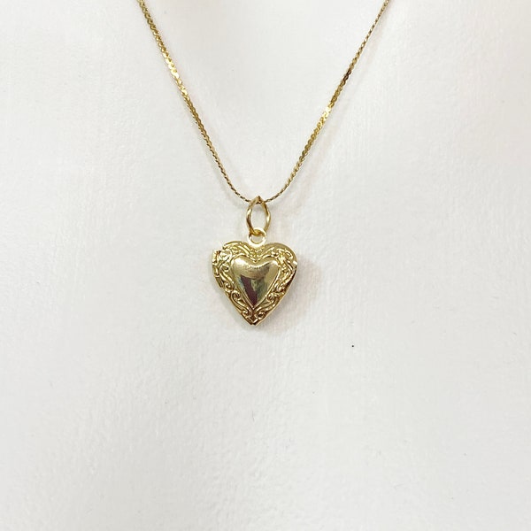 Gold or Silver Tiny Heart Locket Necklace Personalized Customized Monogram Made to Order Jewelry, D370