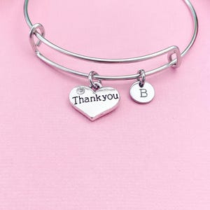Thank You Bracelet, Heart, Personalized Gift, N4555