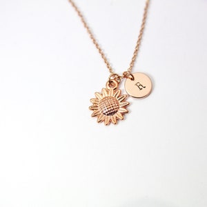 Rose Gold Sunflower Charm Necklace, FN1573 image 4