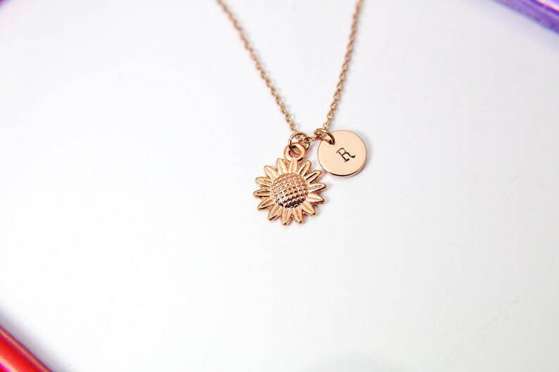 Rose Gold Sunflower Charm Necklace, FN1573 image 4